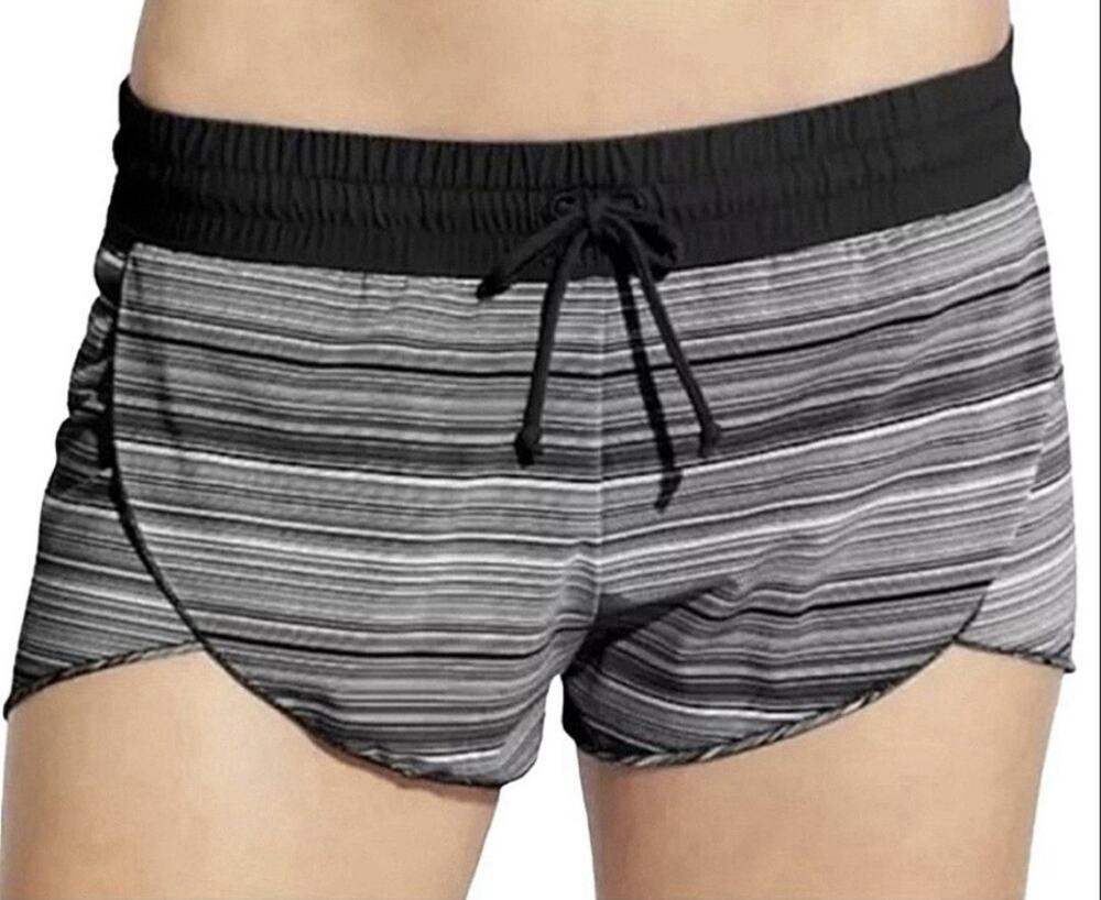 Athleta Veracruz Petal Shorts Small Stripped Black White Drawstring